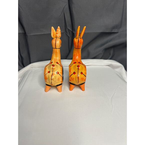 Set of 2 Colorful Hand Painted Wood Lama Napkin Rings - Picture 4 of 4